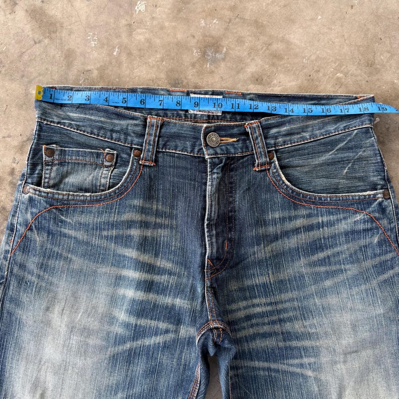W38x30 Vintage Edwin Faded Ripped Denim Jean Pants immagine 5