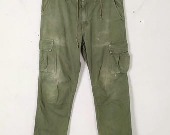 ヴィンテージ リストップ フェードグリーン カーゴパンツ