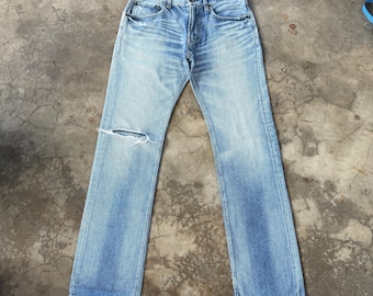 Vintage Back Number Faded Denim Jean Pants W31X32.5