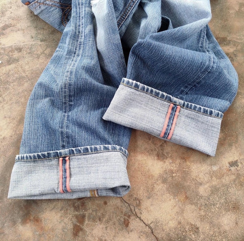 Vintage Edwin Selvedge blekta denimjeans tillverkade i Japan B33x29.5 bild 15