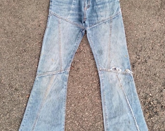 W28x29 Vintage Chic Küken Flare Bootcut verblasste Denim Jeans Hose