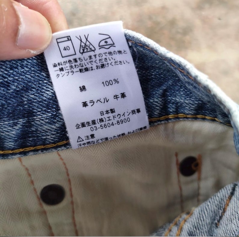 Vintage Edwin Selvedge blekta denimjeans tillverkade i Japan B33x29.5 bild 17