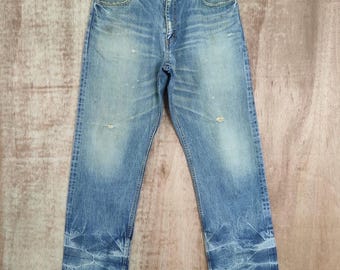 36 x 32 Vintage Abstrise vervaagde, met modder gewassen denim jeansbroek