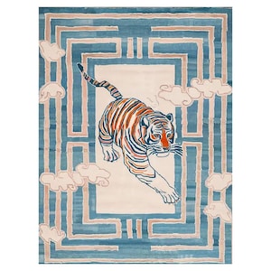 Tiger Blossom Canopy —  Prowling Tiger  Hand-Tufted Area Rug — 8x10