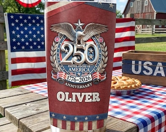 USA Eagles 250th Anniversary Semiquincentennial 1776-2026 Fat Tumbler 40oz, 30oz, 20oz, Custom Retro coffee Travel Mug,