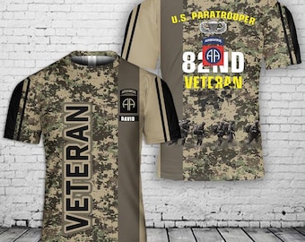 Custom Name US Army 82nd Airborne Division Veteran Paratrooper 3D T-Shirt - Jerrsey - Jacket - 3D All Over Prints