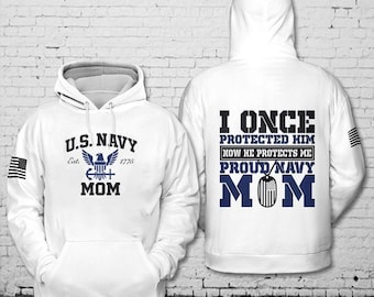 Proud Navy Mom 2D Hoodie or Zip hoodie optional