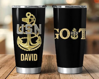 Custom Name US Navy Chief GOAT Tumbler Print 40oz, 30oz, 20oz