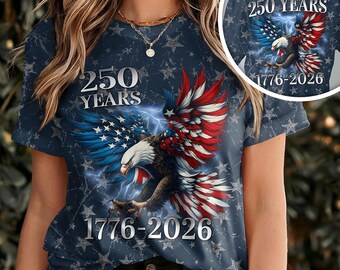 Personalized 250th Anniversary Eagle Patriotic American AOP Shirt