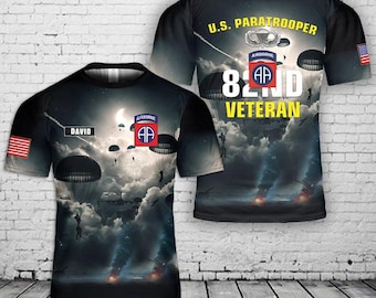 Custom Name US Army 82nd Airborne Division Veteran 3D T-Shirt - Jerrsey - Jacket - 3D All Over Prints