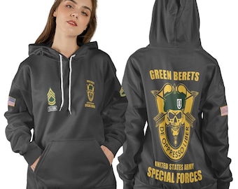 Custom Name US Army Green Beret Special Forces Command SERGEANT MAJOR Hoodie 3D T-shirt - Hoodie Crewneck Sweatshirt - Zip Hoodie