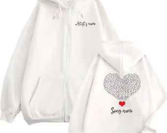 Custom song name and Artist's name Hoodies Men Women's Hooded Sweatshirts Fashion Hip Hop Graphic Hoodie or Zip hoodie optional