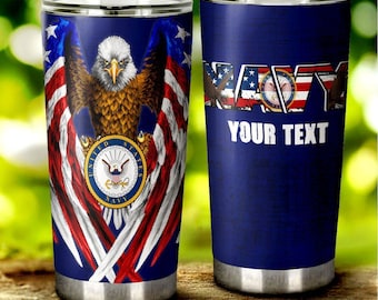 Personalized US Navy Tumbler Stainless Steel Tumbler Cup 40oz, 30oz, 20oz