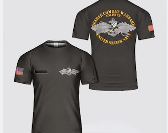US Navy Seabee Combat Warfare Enlisted T-Shirt, All-Over Print Polyester Clothing
