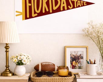 Florida State Pennant Printable Wall Art | Vintage Collegiate Decor | Garnet & Gold Dorm or Game Room Art | Instant Download