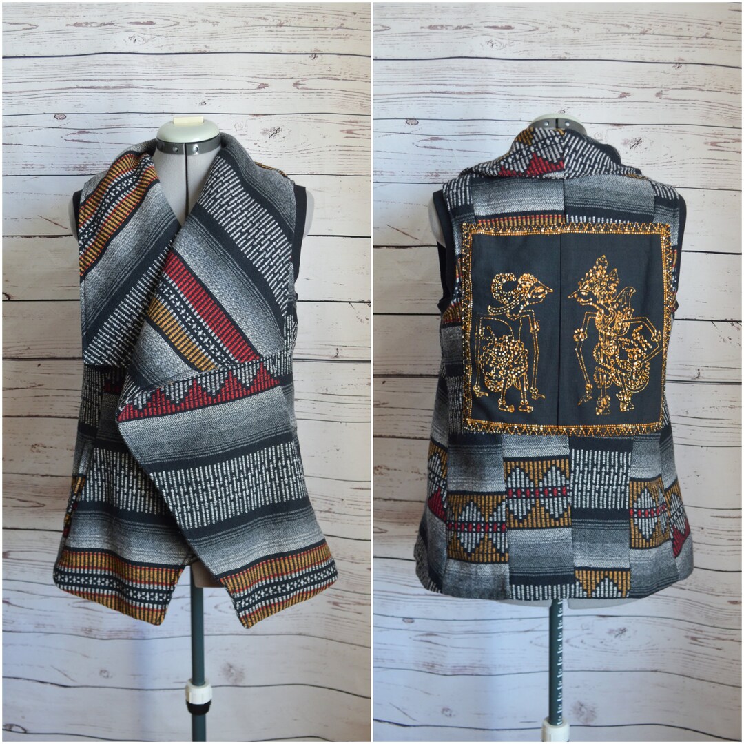 SALE Upcycled Indian Folk Art Vest - Size Small - Etsy