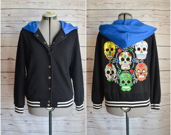 Day of the dead varsity bomber jacket Small-Xsmall Skull jacket