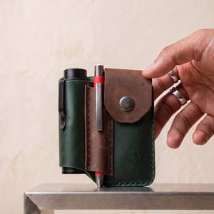 Handgemaakte multitoolhoes, leren meshouder, gepersonaliseerde EDC-organizer, riemtasje