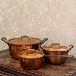 Vintage Kupfer-Kochgeschirr-Set (3-teilig)