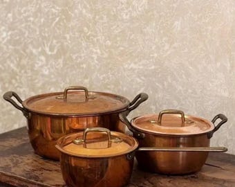 Vintage Copper Cookware Set (3 pcs)