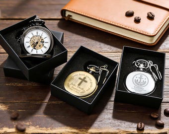 Mechanische Taschenuhr mit Gravur: Personalisiertes Geschenk für den Bräutigam