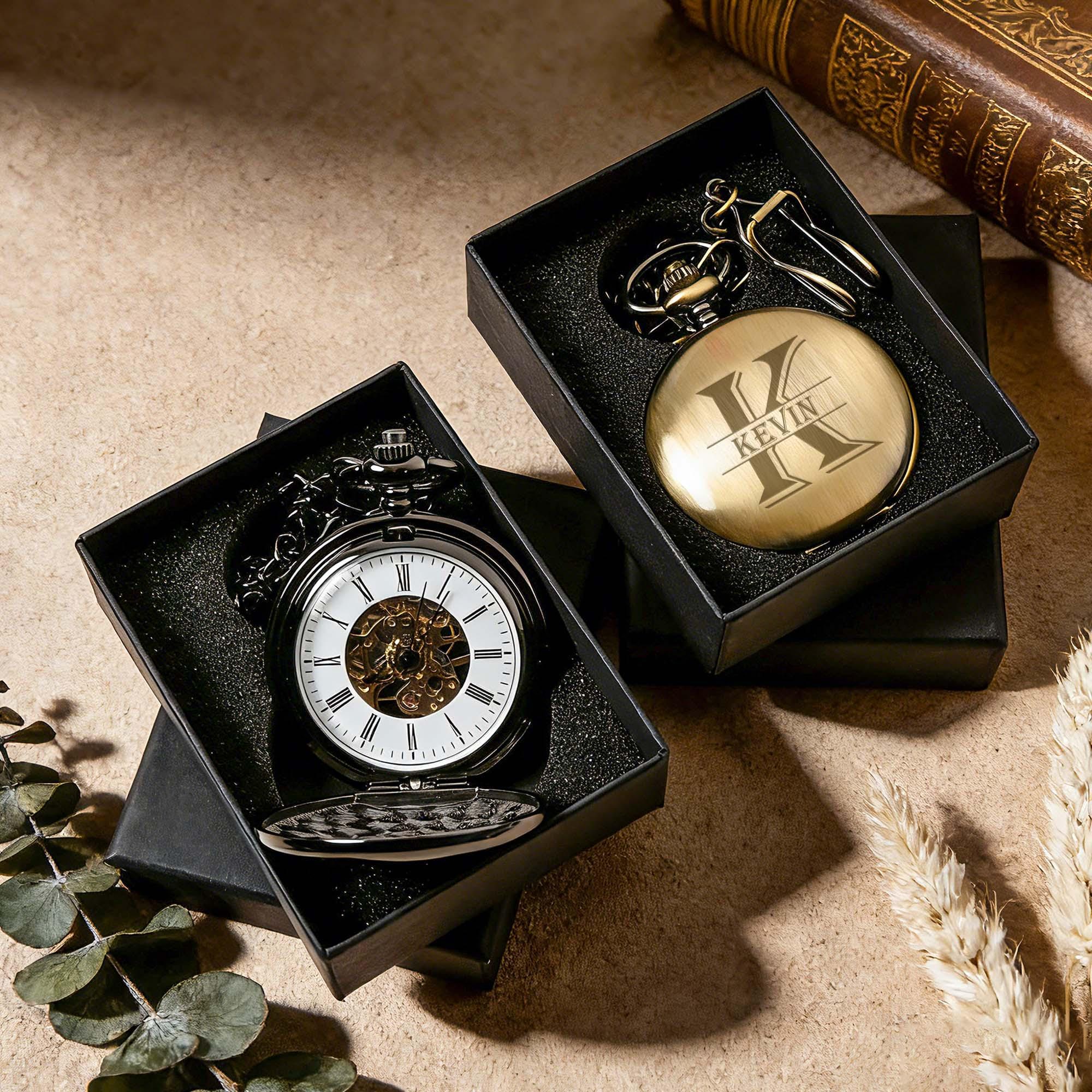 Engraved Mechanical Pocket Watch