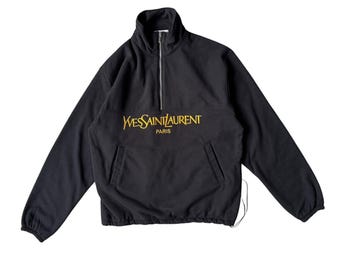 Vintage YSL Yves Saint Laurent fleecejack met halve rits