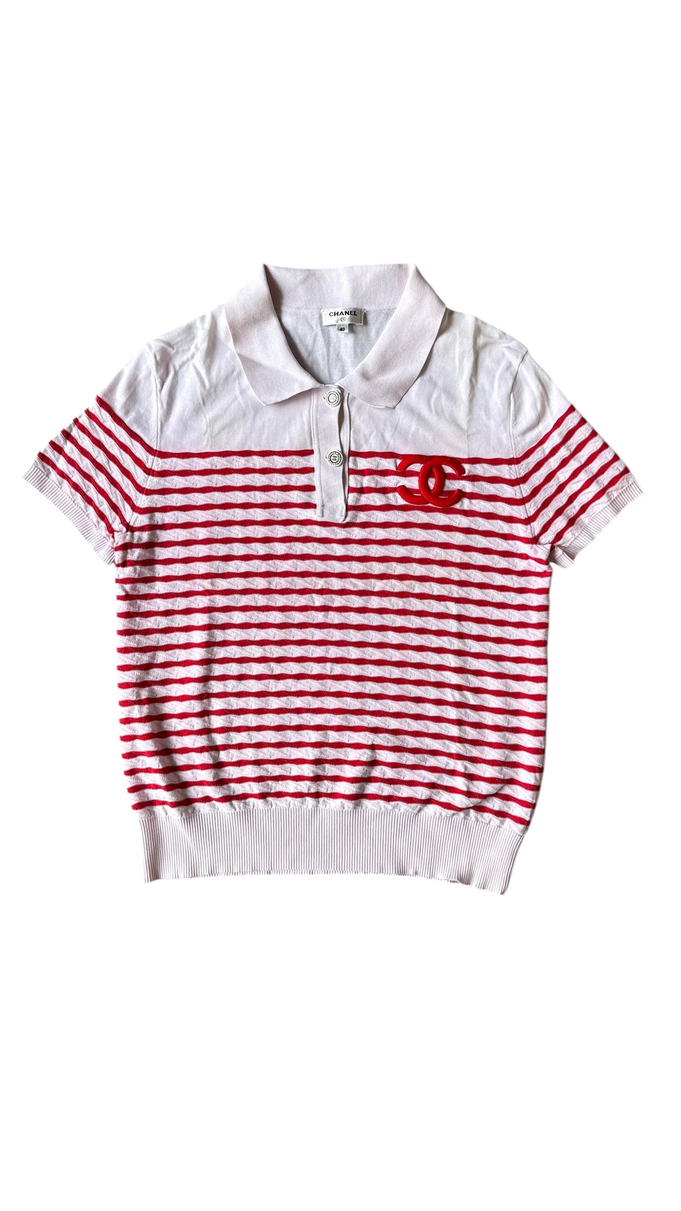 【1980年代】CHANEL BOUTIQUE Knit Polo Shirt Chanel Knit Polo Shirt Top CC Logo - Etsy