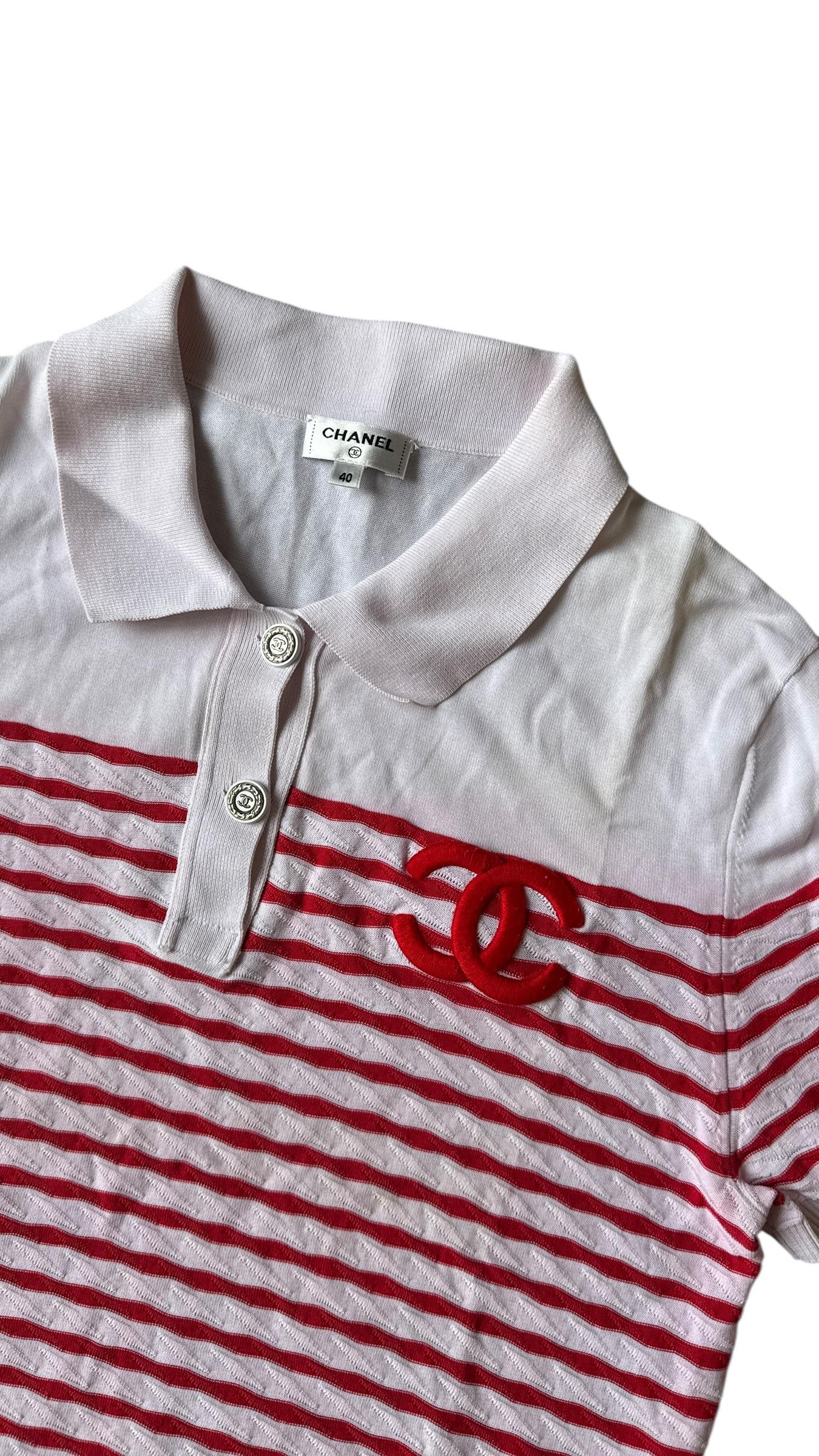 Chanel Knit Polo Shirt Top CC Logo - Etsy