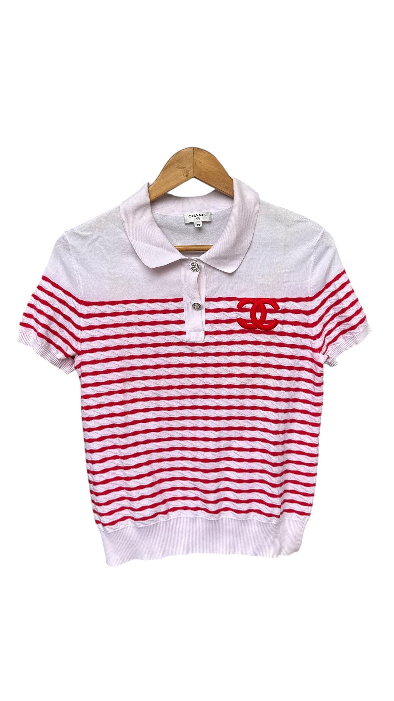 CHANEL ポロシャツ Chanel Knit Polo Shirt Top CC Logo - Etsy