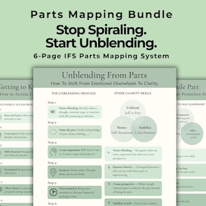 IFS Parts Mapping & Self-Leadership Cheat Sheet Bundle | Parts Work Printable
