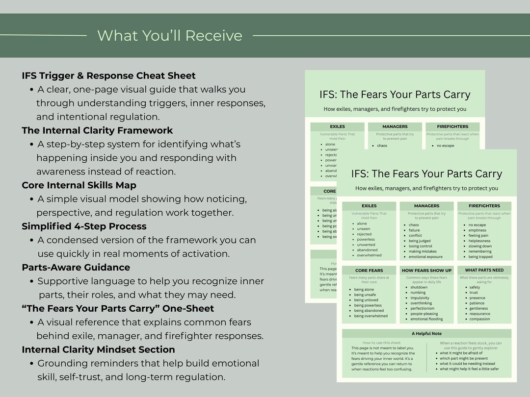 IFS Cheat Sheet | Internal Family Systems, Parts Work (printable PDF ...