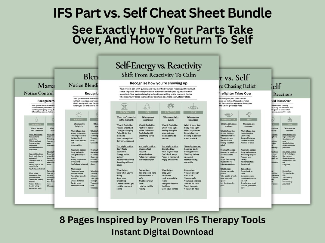IFS Parts Vs. Self Cheat Sheet Bundle: Recognize States (digital ...