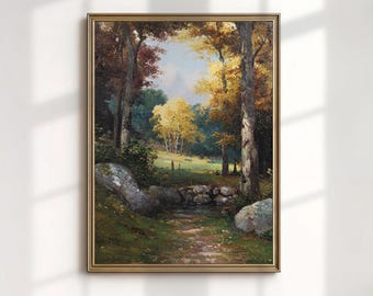 Lámina artística de las Montañas Blue Ridge, lienzo con paisaje otoñal del valle, decoración rústica para sala de estar de cabaña.