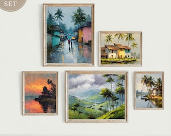Kerala India Art Print Set: Tropical Landscape Gallery Wall (Digital Download)