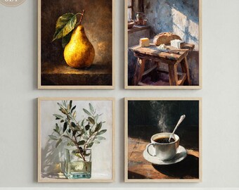 Cottagecore Kitchen Print Set | Vintage Still Life Oil Paintings (Digital Bundle)