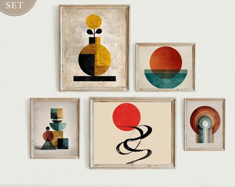 Bauhaus Print Set: Mid Century Modern Geometric Art (Digital Bundle)