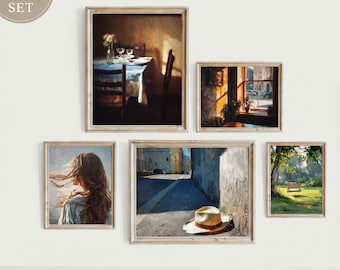 Dining Decor Woman Portrait Swing Oil Painting Countryside Poster Digital Bundle