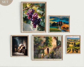 Tuscan Landscape Print Set: Italian Vineyard, Villa, Wine Cellar (Digital Download)
