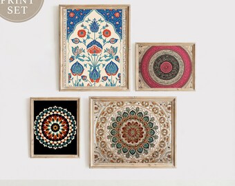 Islamic Art Print Set: Ottoman Floral, Mandala, Moroccan Decor (Digital Gallery Bundle)
