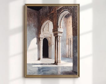 Lámina del Palacio de la Alhambra: Pintura al óleo del Arco Andaluz (Descarga digital)