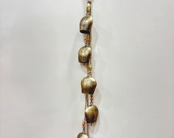 Conjunto de campanas antiguas hechas a mano con cuerda de yute reciclado, campanilla de viento decorativa para colgar en la pared, ideal para el pasillo o como regalo de inauguración de casa.