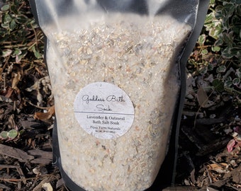 GODDESS LAVENDER & OATMEAL Bath Salts- Large Bath Soak, Vegan Natural, Herbs, Self Love, Spiritual Bath, Gift for Her