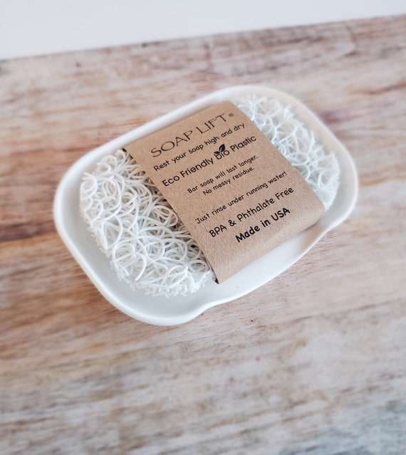 Ecofriendly BPA-Free Kitchen Bathroom Dish Drainer Tray Natural Green Living Sustainable Soap Lifts\u00ae Round Soap Holders Round-A-Bouts