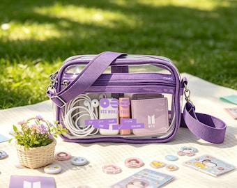 Sac transparent personnalisé BTS ARIRANG, sac bandoulière transparent BTS World Tour - Sac bandoulière de concert homologué pour les stades - Sac cadeau pour les fans de K-pop, produits dérivés Arirang