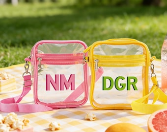 Doorzichtige concerttas op maat, door stadion goedgekeurde doorzichtige crossbodytas, tas strandvakantie, gepersonaliseerd cadeau, groepscadeau, jouw logo