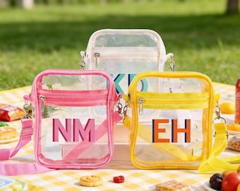 Gepersonaliseerde transparante schoudertas, schoudertas zomervakantie, cadeau bruidsmeisje, gepersonaliseerd cadeau voor haar, groepscadeau, jouw logo