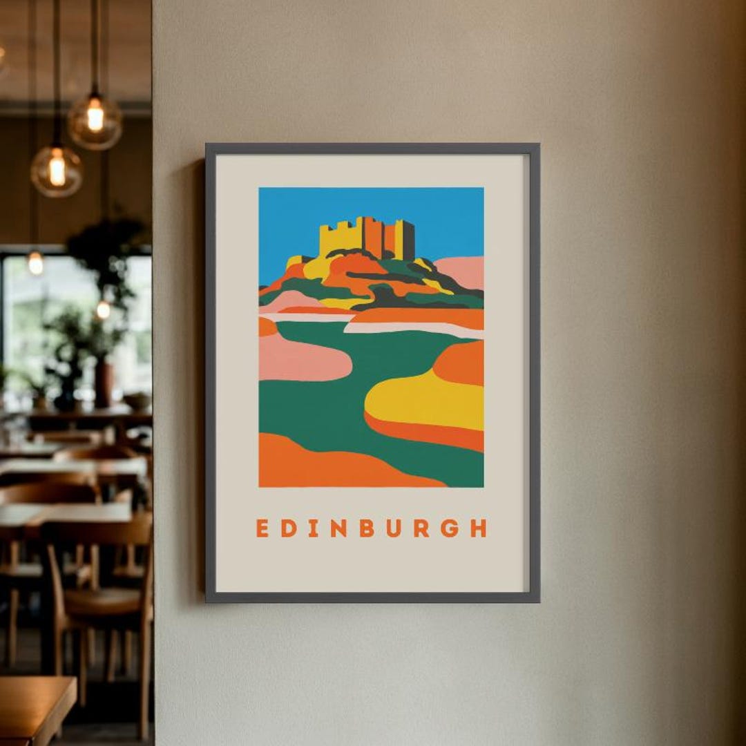Edinburgh Travel Poster | Retro Scotland City Wall Art | Mid Century ...