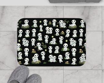 Studio Ghibli Kodama Princess Mononoke Forest Spirit Anime Bath Shower Mat | Plush Microfiber and Memory Foam