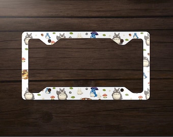 My Neighbor Totoro Studio Ghibli Cute Anime Spirit Woodsy Nature Cat Bus Pattern Vehicle Accessories Car Metal License Plate Frame